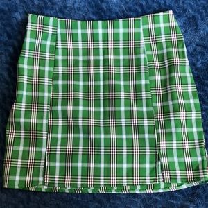 shein plaid green skirt